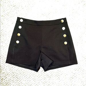 Express Black high waisted gold button down shorts.